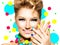 Beauty Girl with Colorful Makeup, Nail polish