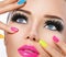 Beauty girl with colorful nail polish