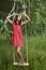 Beauty girl on swing