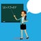 Beauty Girl Teacher with chalkboard background