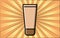 Beauty glamorous beige body foundation in a tube for makeup and beauty guidance on a background of abstract yellow rays. Vector