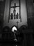 Beauty interior, Saint Nicolaus Catholic Church in Elblag, Poland. Artistic look in black and white.
