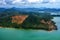 Beauty island in Thailand from above, as seen on window through of an aircraft