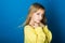 Beauty, kid fashion, cosmetics, healthy hair. Fashion model, beauty, look. Little girl with long hair. Stylish girl with