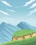 beauty landscape anime with mountains