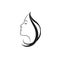 Beauty logo. Beautiful woman silhouette. Line art drawn female face skin care logo template