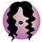 Beauty logo hairstyle silhouette. beautiful woman face, sexy black lips, eyelash extensions, fashion woman, curly hairstyle, hair