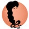 Beauty logo hairstyle silhouette. beautiful woman face, sexy black lips, eyelash extensions, fashion woman, curly hairstyle, hair