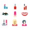 Beauty make-up shop haircut salon web vector icon: lipstick nail