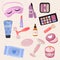 beauty makeup korean, icon set