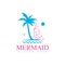 Beauty Mermaid logotype design.Girl,sea and palm.