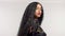 Beauty mixed race african american model in studio portraits with long hair wig