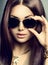 Beauty model girl wearing sunglasses