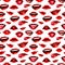 Beauty modern realistic seamless pattern with lips isolated on white