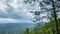 The beauty of the mountains seen from above in the pine forest of Yogyakarta, Indonesia