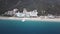 Beauty nature landscape with tropical beach. Video. Aerial view of beautiful tropical island with white sand beach and