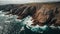 Beauty in nature: Majestic cliff eroded by crashing waves generated by AI