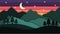 Beauty Night landscape Mountain paper art style with cloud background vector illustration