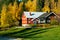 Beauty of Northern houses in Norway, autumn time in Norway