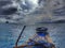 The beauty of the ocean and clouds from the front of the boat when it will rain