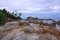 The beauty of Panorama Beach with sand and stones on Bangka Belitung Island, Indonesia.