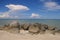 The beauty of Panorama Beach with sand and stones on Bangka Belitung Island, Indonesia.