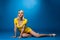 Beauty pinup woman in yellow cloth