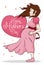 Beauty Pregnant Woman with Greeting Message for Mother\'s Day, Vector Illustration