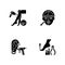 Beauty procedures black glyph icons set on white space