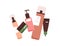 Beauty products in bottles, jars. Abstract cosmetic cleansing, moisturizing lotions, shampoos for hair styling, skin