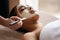 Beauty, relax and woman with face mask at spa for glow, wellness and skincare routine with self care. Cosmetic, pamper