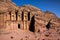 Beauty of rocks and ancient architecture in Petra, Jordan. Ancient temple in Petra, Jordan