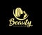 Beauty salon and beauty spa, woman sniffing flower, logo design. Cosmetics, peeling, makeup and fashion, vector design