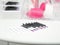 beauty salon equipment for eyelash extensions ,tools or lash technician white and pink colors