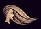 Beauty salon, hair studio, makeup, spa illustration. Beautiful, attractive woman with long, wavy, blond flowing hairstyle.