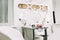 The beauty salon interior White Cabinet workplace manicure professional manicure