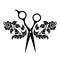 Beauty salon logo, barbershop logotype. Black scissors on white background. Hairdresser icon.