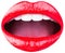 Beauty sensual lips, beautiful lip, bright red lipstick. Close up, macro, beautiful mouth, sensual makeup. Isolated red