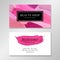 Beauty shop business card template with lipstick strokes.