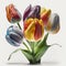 The Beauty of Simplicity Different Color Tulips Flower, Vibrant Blooms - Generative AI