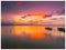 The beauty of the sky and the reflection of the sky on the water surface at Songkhla Lake after the sunset