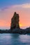 Beauty sky after sunset, natural rock over seacoast