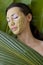 Beauty spa: Beautiful caucasian young woman with clay herbal