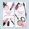 Beauty store banner with make up objects. Template Vector. Hand drawn isolated objects. Cosmetics.