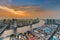 Beauty sunset sky over Bangkok city river curved