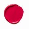 Beauty swatch and cosmetic texture, circle round red lipstick sample isolated on white background, paraffin wax sealing stamp,