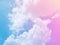 Beauty sweet pastel pink blue colorful with fluffy clouds on sky. multi color rainbow image. abstract fantasy growing lights