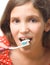 Beauty teen girl clean teeth