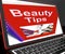 Beauty Tips On Laptop Showing Makeup Hints