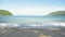 Beauty of tropical Yanui Beach waves breaking on a seashore at west coast of phuket under blue sky.